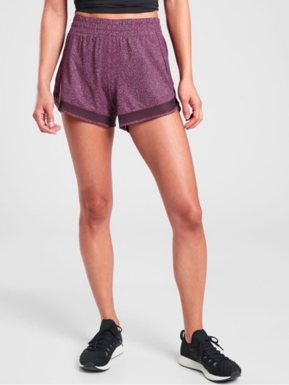Athleta Plum Layered-Hem Athletic Shorts